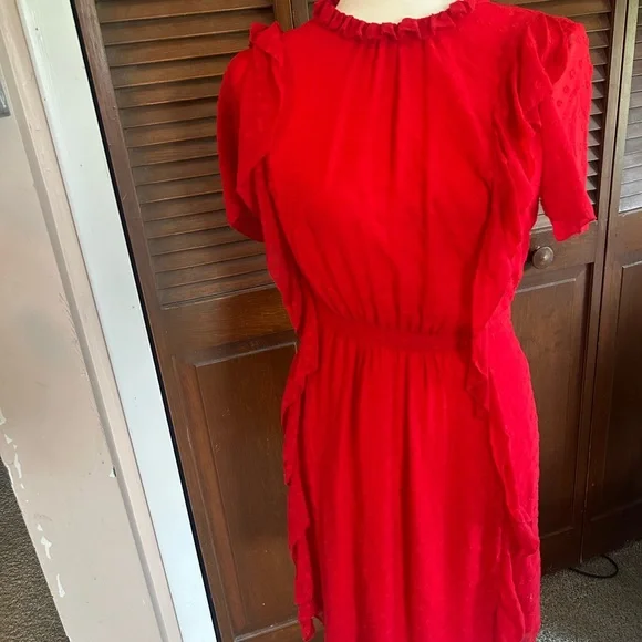 Monique Lhuillier Red High Neck Mini Dress - Picture 8 of 12